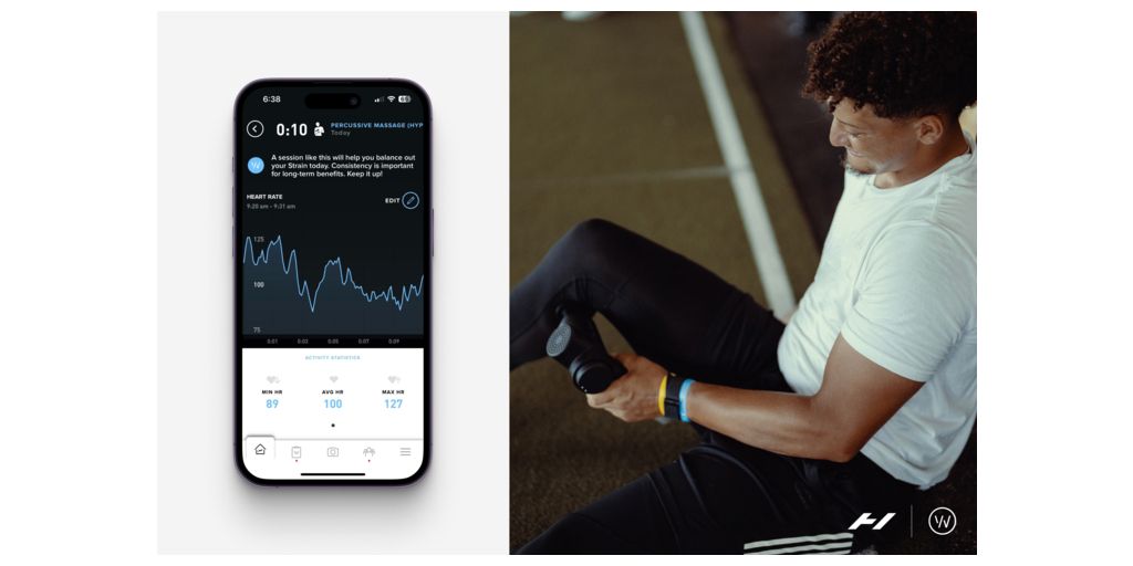 A person using Hyperice technology to improve sleep and recovery data